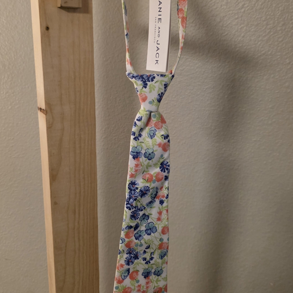 Janie and Jack Floral Kids Tie - Blue and Pink